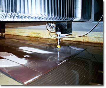 Waterjet cutting custom fabrications.